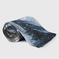 Плед флисовый Снежный горный пейзаж с елями и рекой, цвет: 3D-велсофт — фото 2