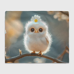 Плед флисовый Милый цыпленок с цветочком на лбу, цвет: 3D-велсофт