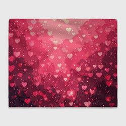 Плед флисовый Розовый с сердечками паттерн, цвет: 3D-велсофт