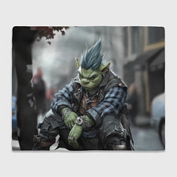 Плед флисовый Шрек панк с цепочкой, цвет: 3D-велсофт