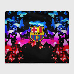 Плед флисовый Барселона неоновые бабочки, цвет: 3D-велсофт