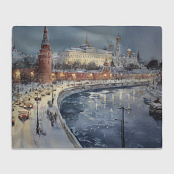 Плед флисовый Новогодние праздники в Москве, цвет: 3D-велсофт