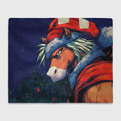 Плед флисовый Уставший новогодний конь, цвет: 3D-велсофт