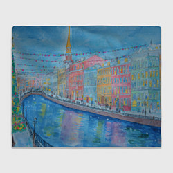 Плед флисовый Новогодний рисованный Санкт-Петербург, цвет: 3D-велсофт