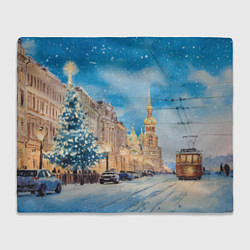 Плед флисовый Новогодний день в Санкт-Петербурге, цвет: 3D-велсофт