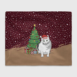 Плед флисовый Кот Бендер и ёлка, цвет: 3D-велсофт