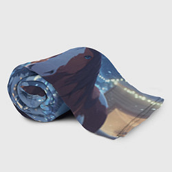 Плед флисовый Лошадь на фоне новогодней елки, цвет: 3D-велсофт — фото 2