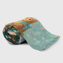 Плед флисовый Милый рыжий котенок любуется елкой, цвет: 3D-велсофт — фото 2