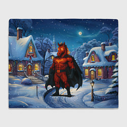 Плед флисовый Красный конь супергерой символ 2026 года, цвет: 3D-велсофт