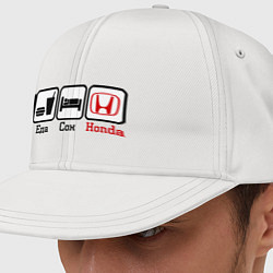 Кепка-снепбек Главное в жизни - еда, сон, honda, цвет: белый