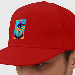 Кепка-снепбек Прикольный череп в шляпе - поп-арт, цвет: красный