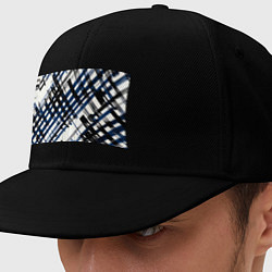 Кепка-снепбек Косая клетка бело-синяя, цвет: черный