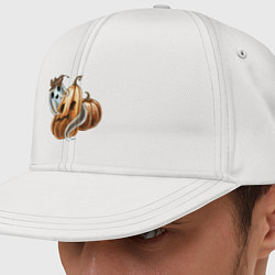 Кепка-снепбек Привидение обнимает тыкву, цвет: белый