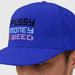 Кепка-снепбек Pussy, money, weed, цвет: синий