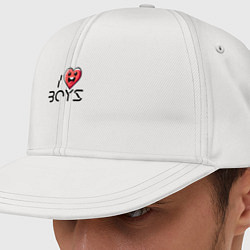 Кепка-снепбек I love boys - motto, цвет: белый