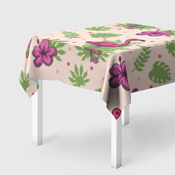 Скатерть для стола Цветочные фламинго, цвет: 3D-принт — фото 2