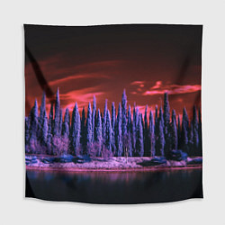 Скатерть для стола Абстрактный фиолетовый лес и тёмная река, цвет: 3D-принт