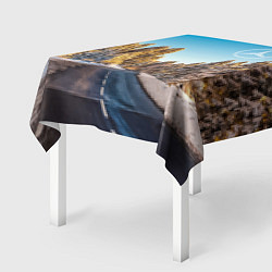 Скатерть для стола Мерседес - зимняя дорога через лес, цвет: 3D-принт — фото 2