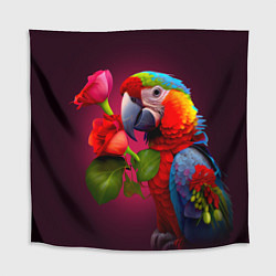 Скатерть для стола Попугай ара с цветами, цвет: 3D-принт