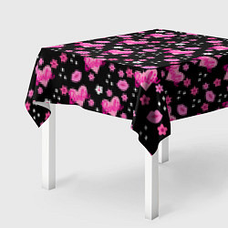 Скатерть для стола Черный фон, барби и цветы, цвет: 3D-принт — фото 2