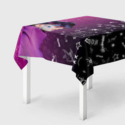Скатерть для стола Лил Пип тату фиолетовый, цвет: 3D-принт — фото 2