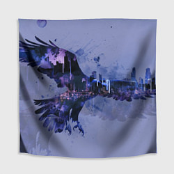 Скатерть для стола Летящий орел и город в сумерках, цвет: 3D-принт