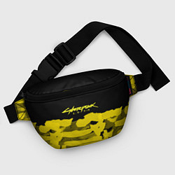 Поясная сумка Cyberpunk 2077: Black & Yellow, цвет: 3D-принт — фото 2