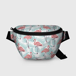 Поясная сумка Узор фламинго и тропических растений, цвет: 3D-принт