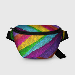 Поясная сумка Яркая мозаика радуга диагональ, цвет: 3D-принт