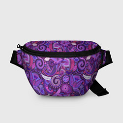 Поясная сумка Фиолетовый этнический дудлинг, цвет: 3D-принт