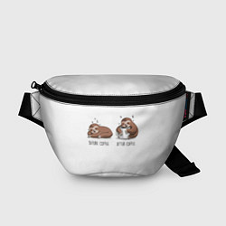 Поясная сумка Ленивец Coffee, цвет: 3D-принт