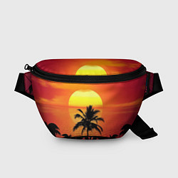 Поясная сумка Пальмы на фоне моря, цвет: 3D-принт