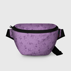 Поясная сумка Листья на фиолетовом фоне, цвет: 3D-принт