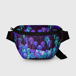 Поясная сумка Неоновые медузы, цвет: 3D-принт