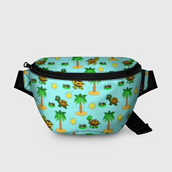 Поясная сумка Черепашки и пальмы, цвет: 3D-принт