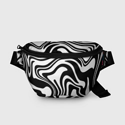 Поясная сумка Черно-белые полосы Black and white stripes, цвет: 3D-принт