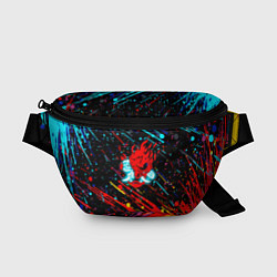 Поясная сумка Cyberpunk 2077 Цветные брызги, цвет: 3D-принт