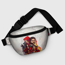 Поясная сумка Бумажный дом на бумажном фоне герои и злодеи, цвет: 3D-принт — фото 2