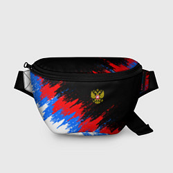 Поясная сумка РОССИЯ, БРЫЗГИ КРАСОК, ТРИКОЛОР, цвет: 3D-принт