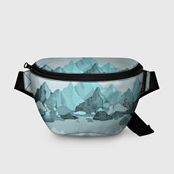 Поясная сумка Голубой горный пейзаж с темно-серыми тенями, цвет: 3D-принт