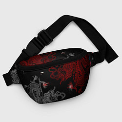 Поясная сумка Китайский дракон Красно - Белый, цвет: 3D-принт — фото 2