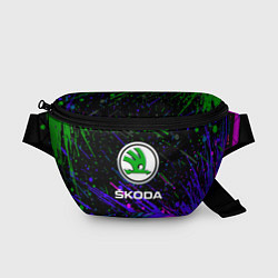 Поясная сумка Skoda разноцветные брызги, цвет: 3D-принт