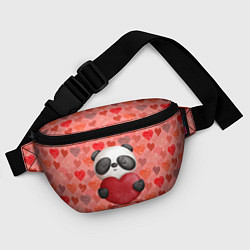 Поясная сумка Панда с сердечком день влюбленных, цвет: 3D-принт — фото 2