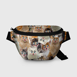 Поясная сумка Много кошек с большими анимэ глазами, цвет: 3D-принт