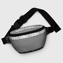 Поясная сумка Черно-белый комбинированный абстрактный с полосаты, цвет: 3D-принт — фото 2