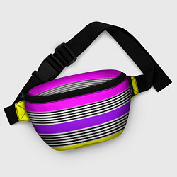 Поясная сумка Яркие неоновые полосы в сочетании с черно-белыми п, цвет: 3D-принт — фото 2