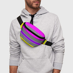 Поясная сумка Яркие неоновые полосы в сочетании с черно-белыми п, цвет: 3D-принт — фото 2