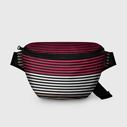 Поясная сумка Красно-коричневый полосатый узор, цвет: 3D-принт