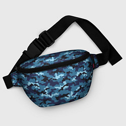 Поясная сумка Камуфляж Тёмно-Синий Camouflage Dark-Blue, цвет: 3D-принт — фото 2