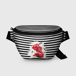Поясная сумка Red poppies Акварельные цветы, цвет: 3D-принт